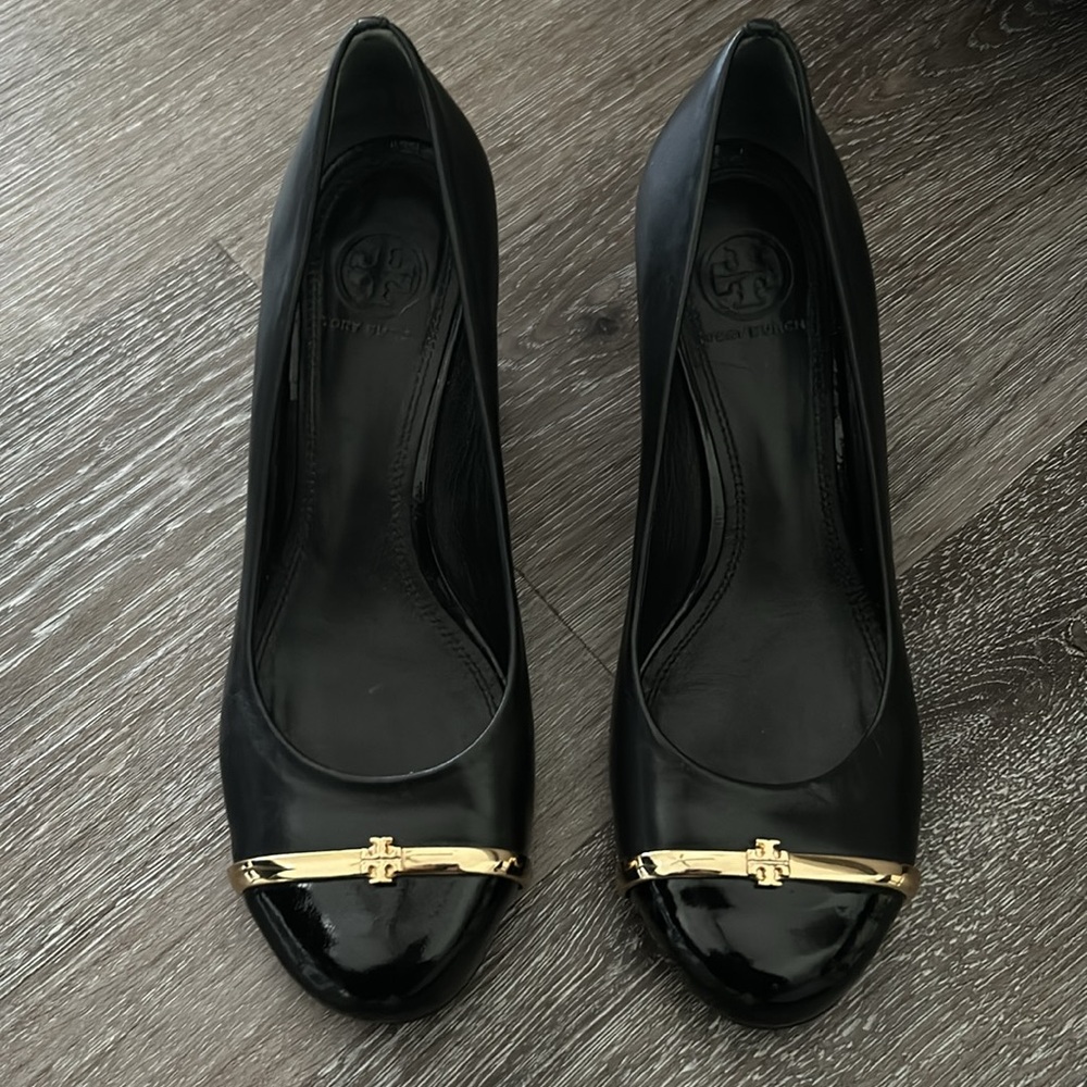 Tory Burch Cap Toe Wedge Pumps